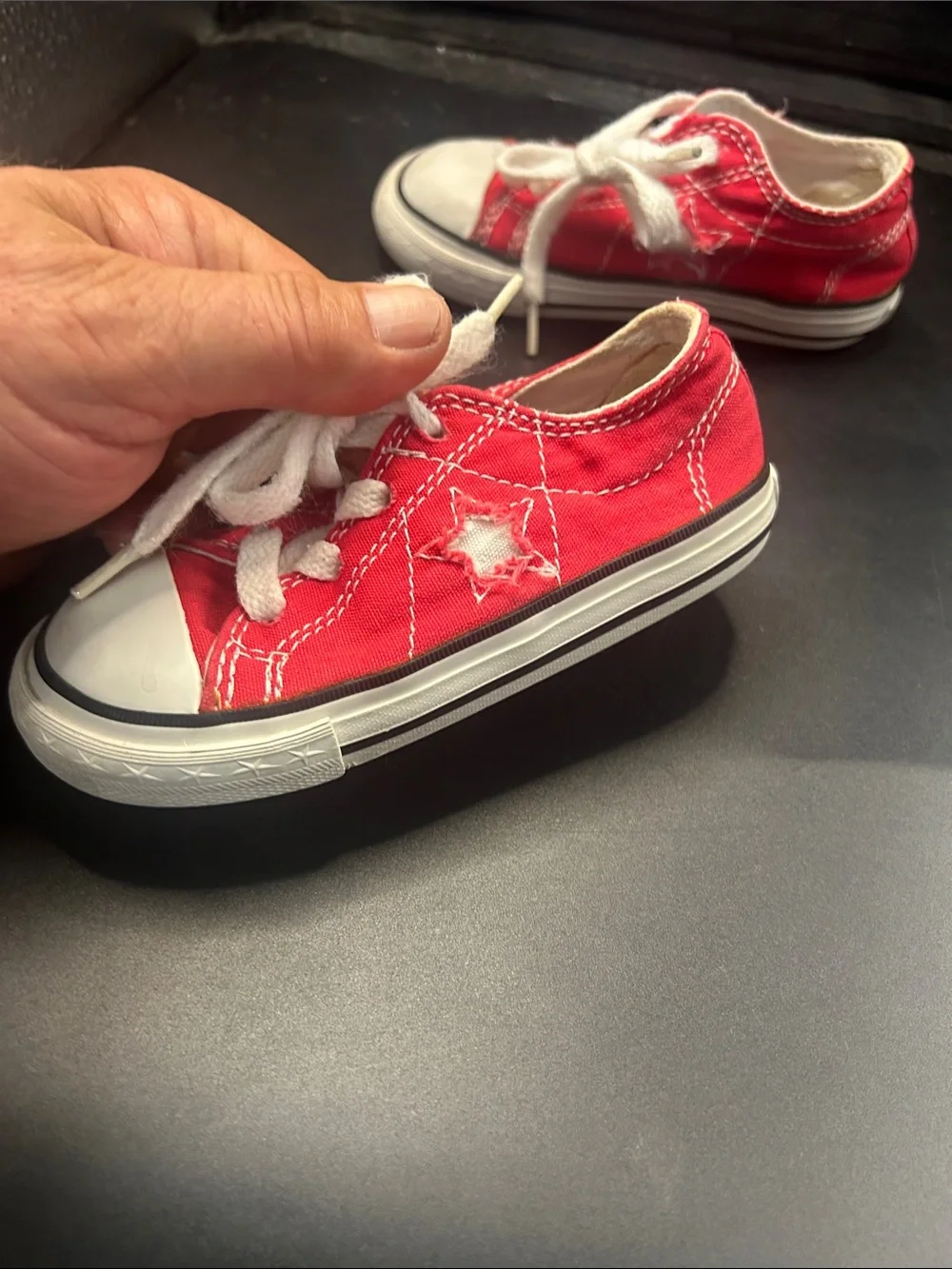 Converse Kids Red Canvas Low-Top Sneakers with White Laces